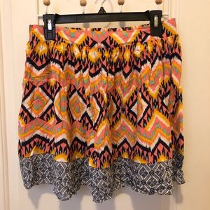 Tribal elastic waist mini skirt